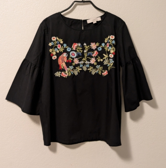 LOFT Tops - Loft Black Embroidered Women's Top
